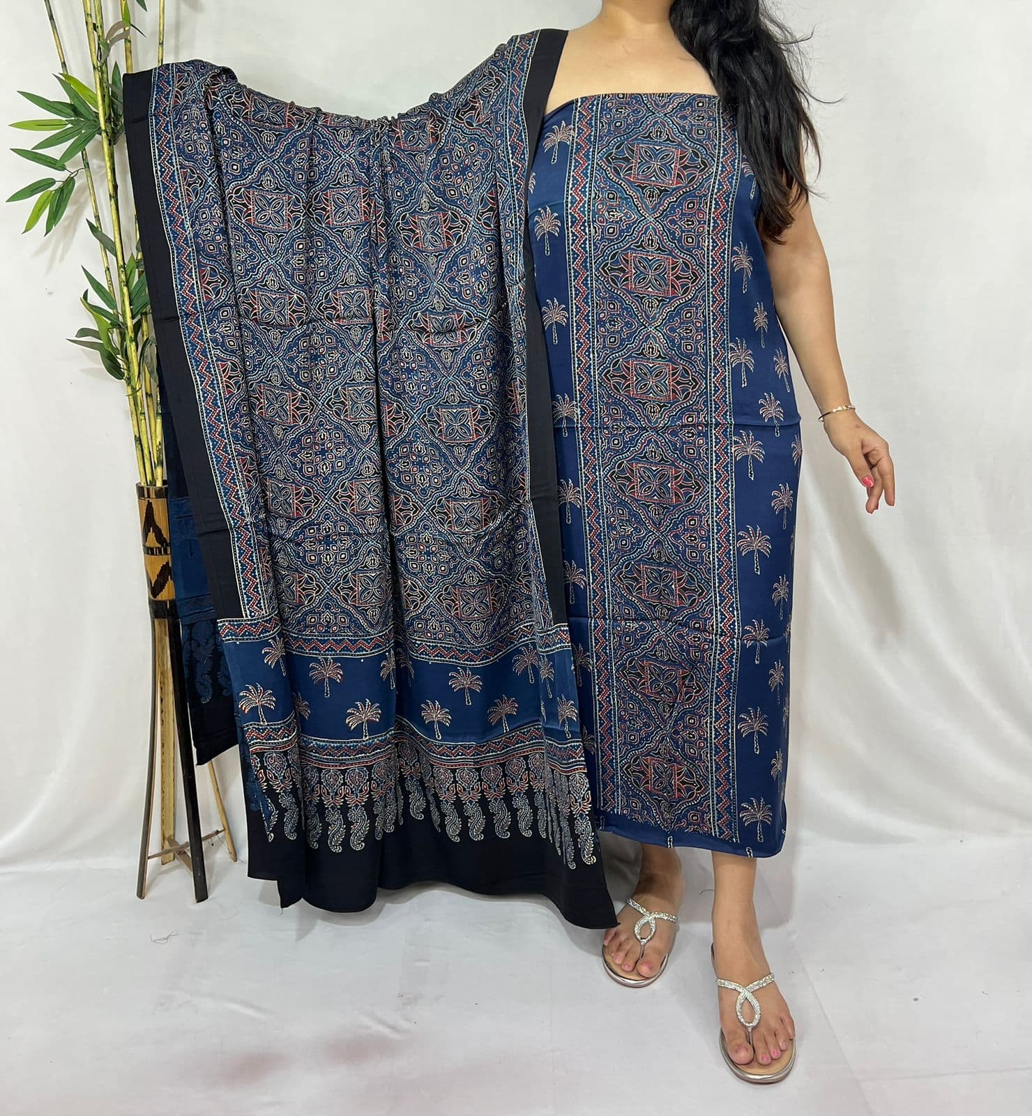 Ajrakh Print Modal Silk Suit — Piece 11