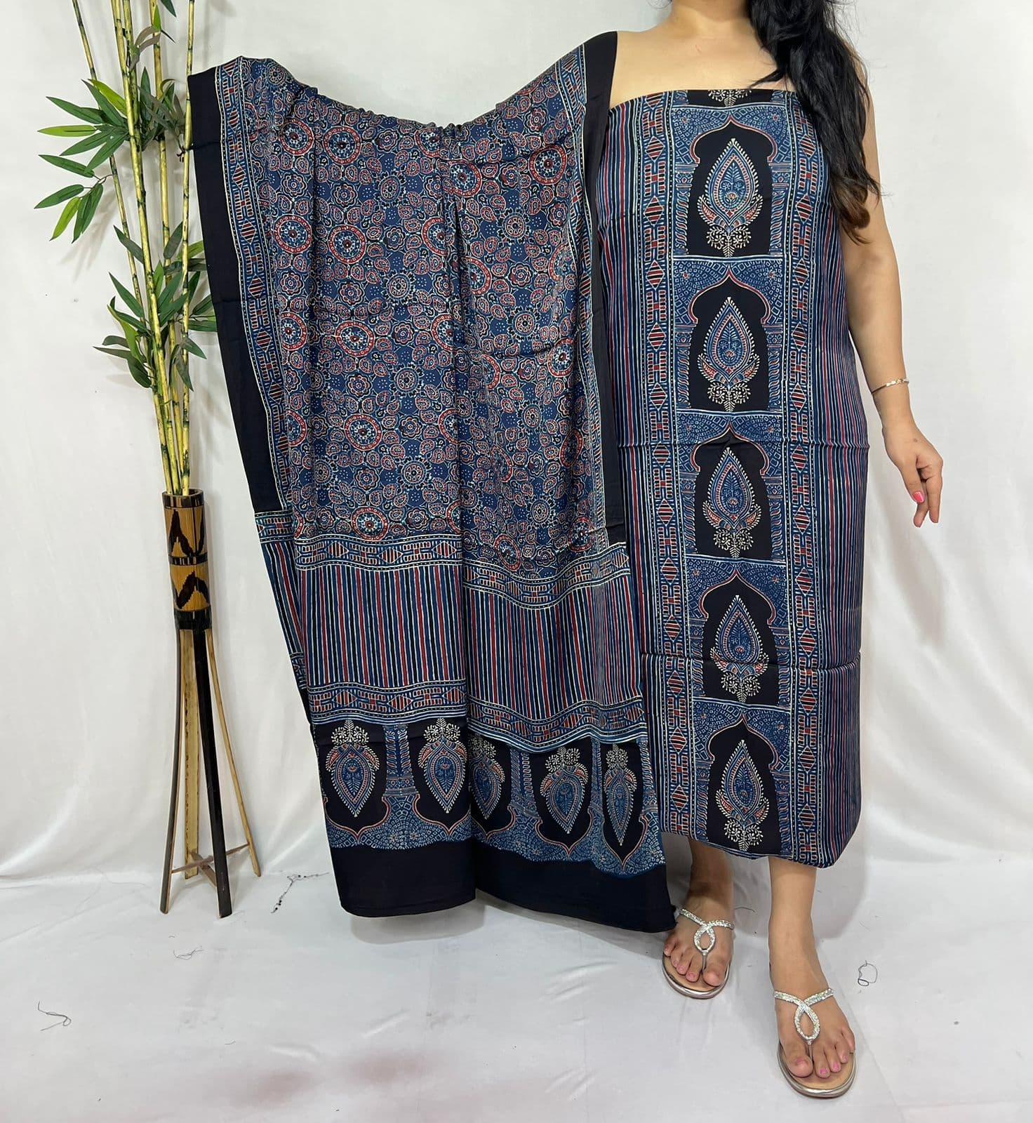Ajrakh Print Modal Silk Suit — Piece 13