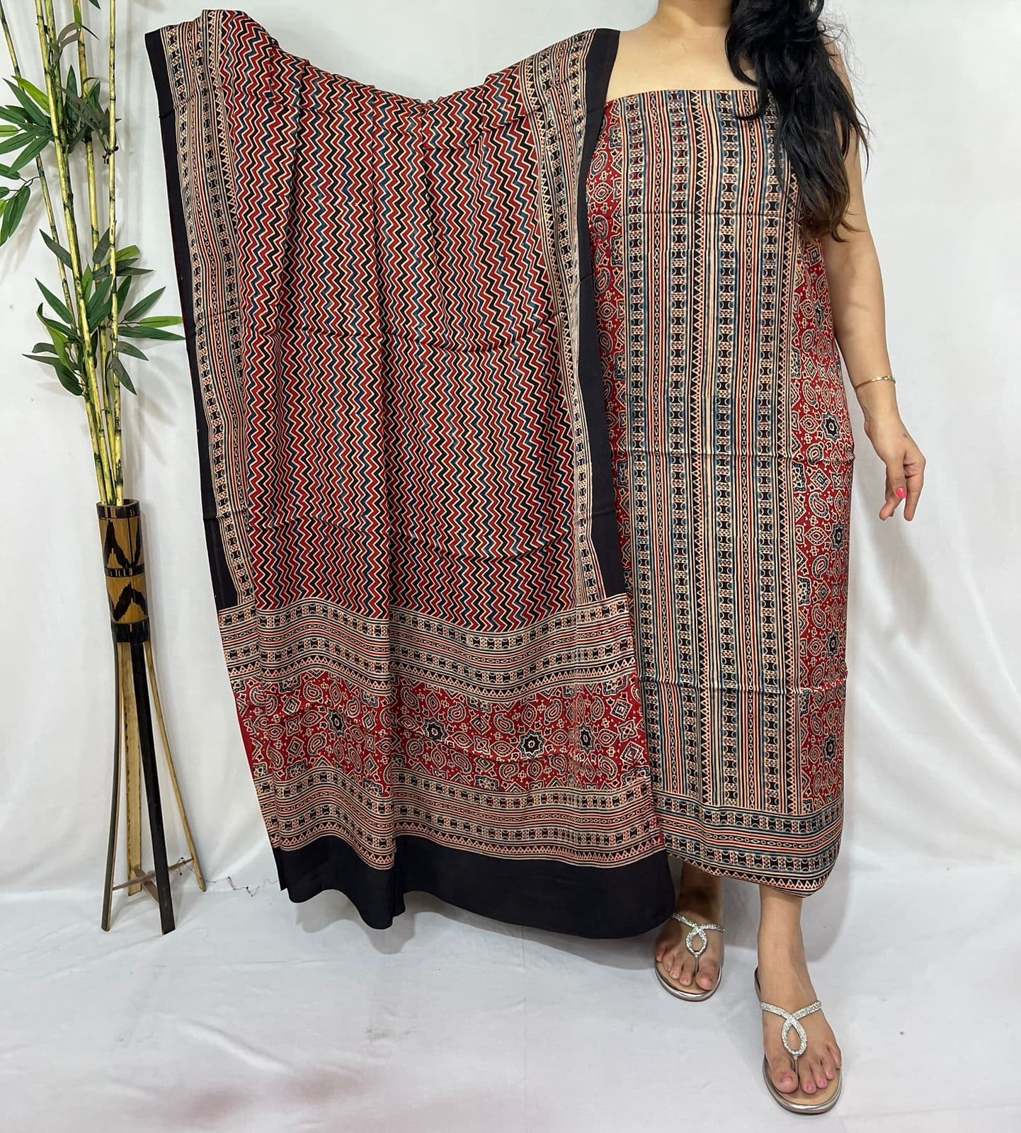 Ajrakh Print Modal Silk Suit — Piece 15