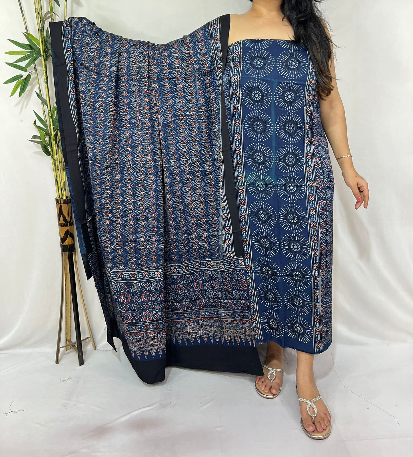 Ajrakh Print Modal Silk Suit — Piece 16