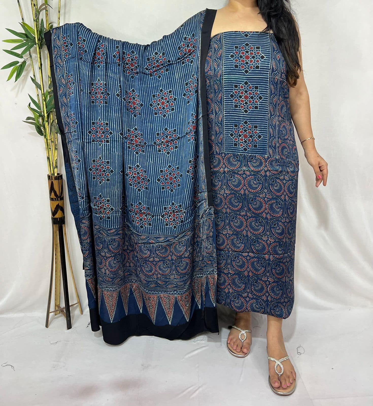 Ajrakh Print Modal Silk Suit — Piece 22