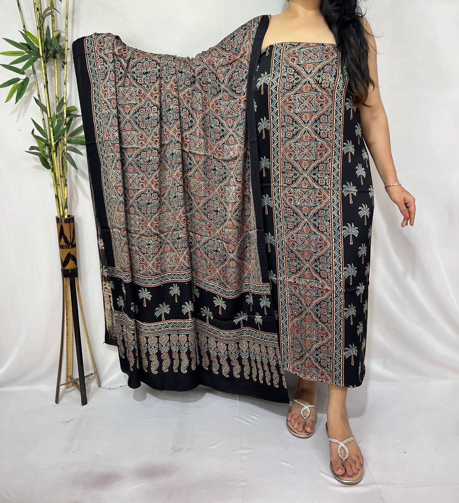 Ajrakh Print Modal Silk Suit — Piece 23