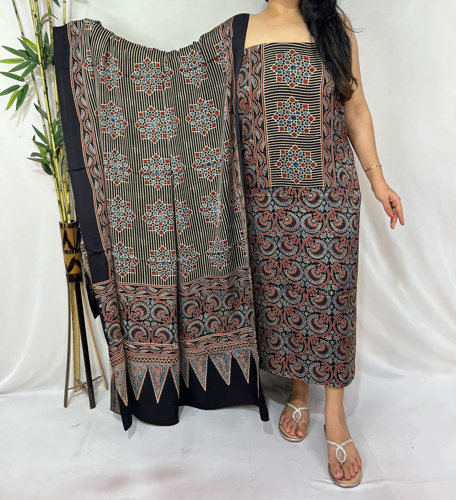 Ajrakh Print Modal Silk Suit — Piece 24