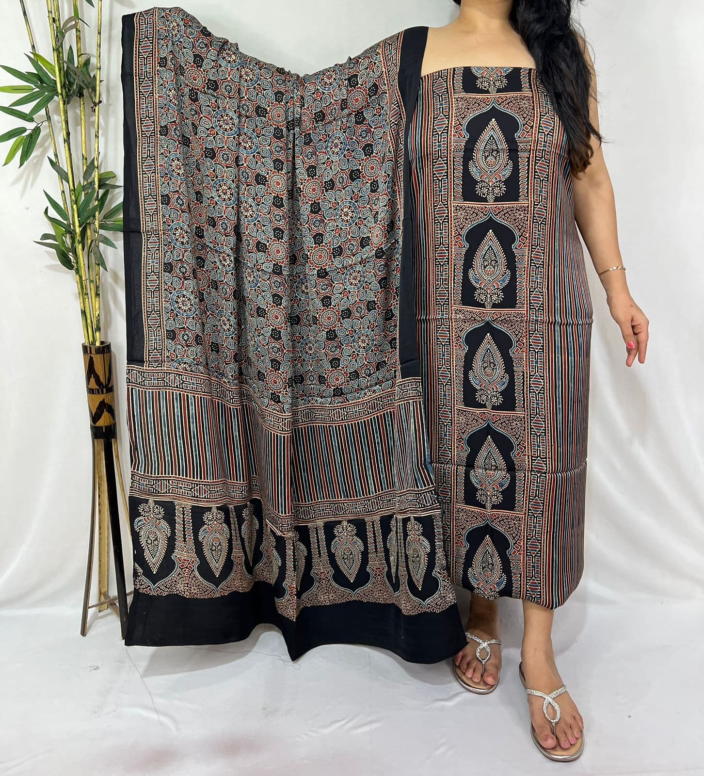 Ajrakh Print Modal Silk Suit — Piece 25