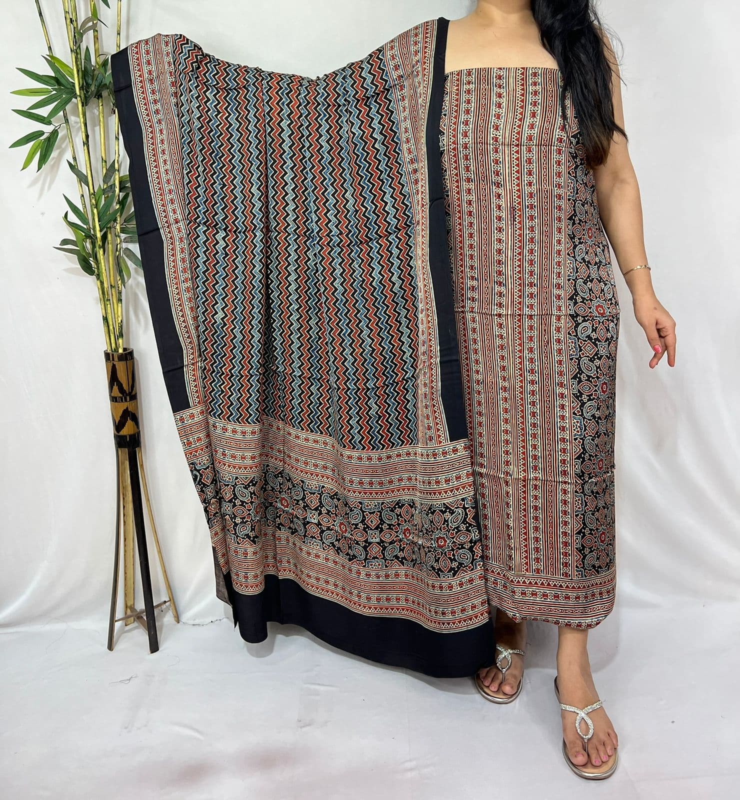 Ajrakh Print Modal Silk Suit — Piece 26