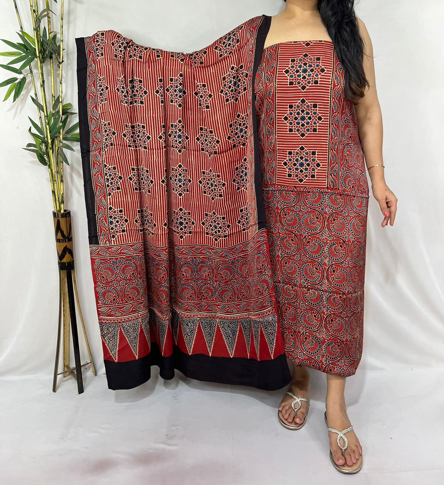 Ajrakh Print Modal Silk Suit — Piece 27