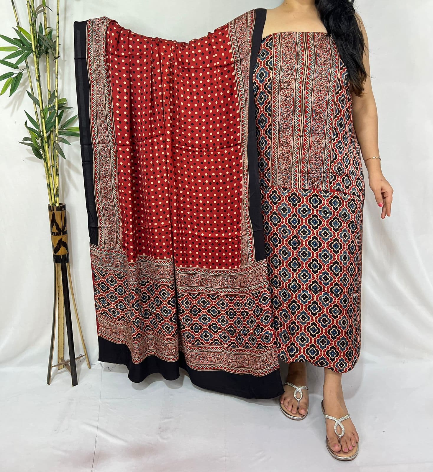 Ajrakh Print Modal Silk Suit — Piece 28