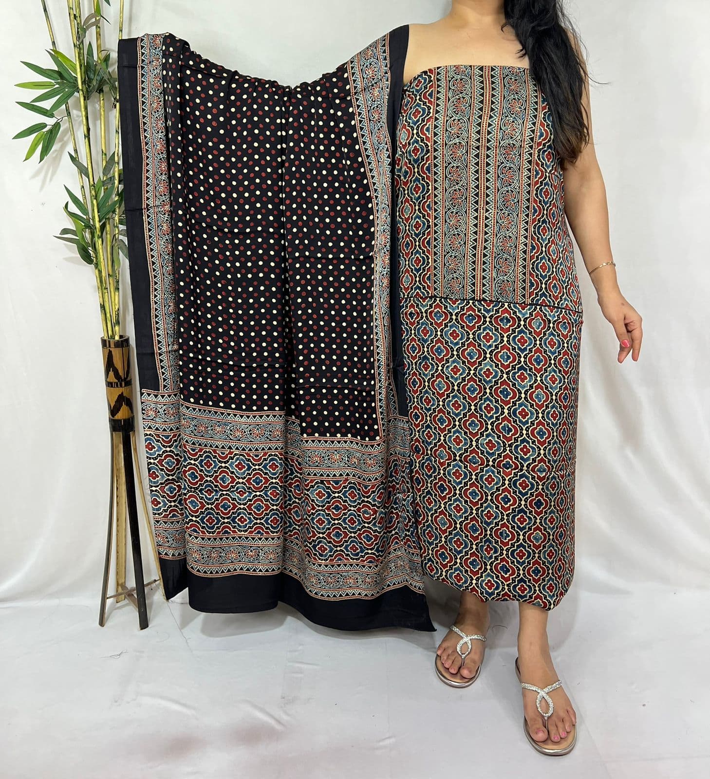 Ajrakh Print Modal Silk Suit — Piece 29