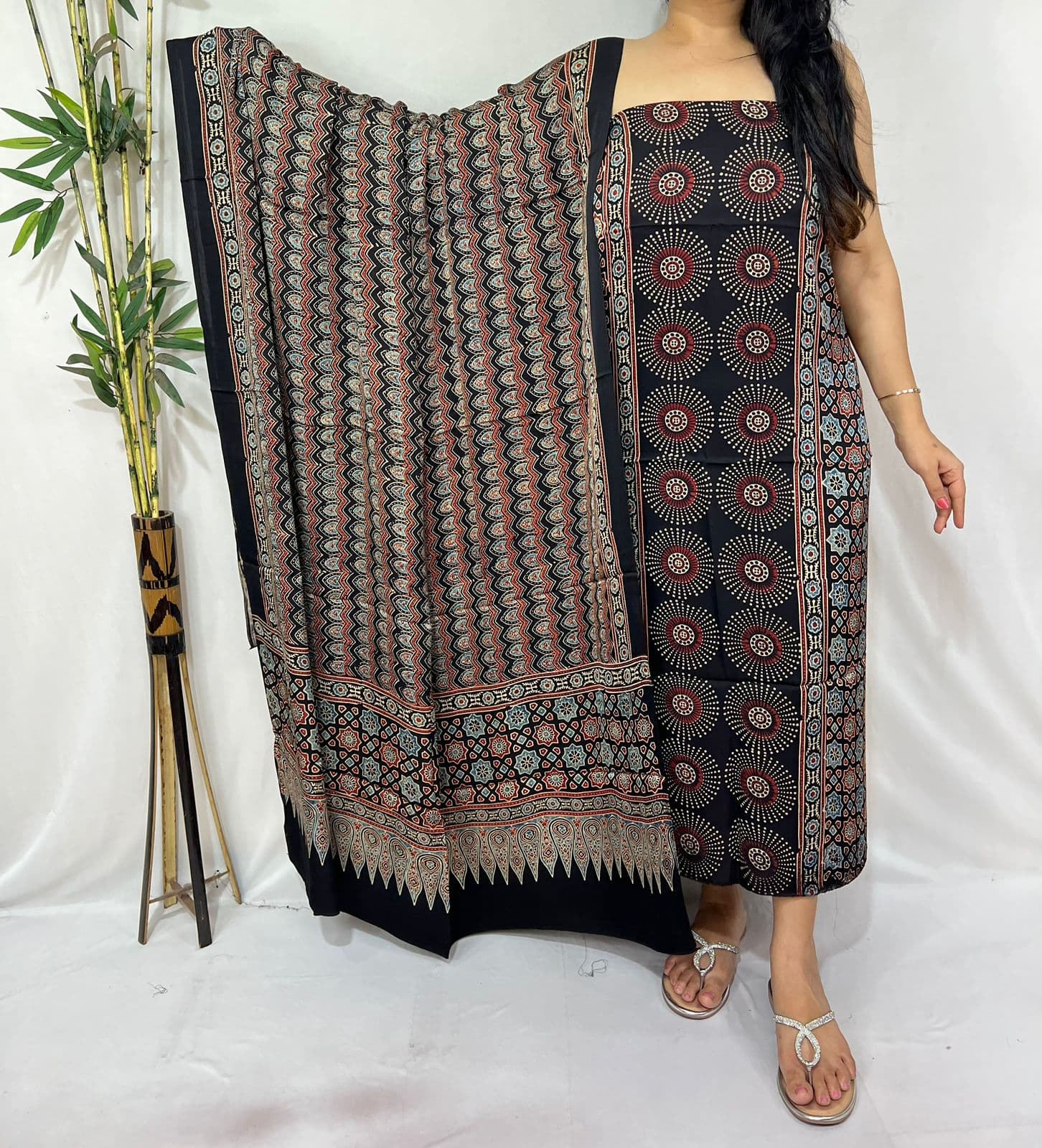 Ajrakh Print Modal Silk Suit — Piece 30