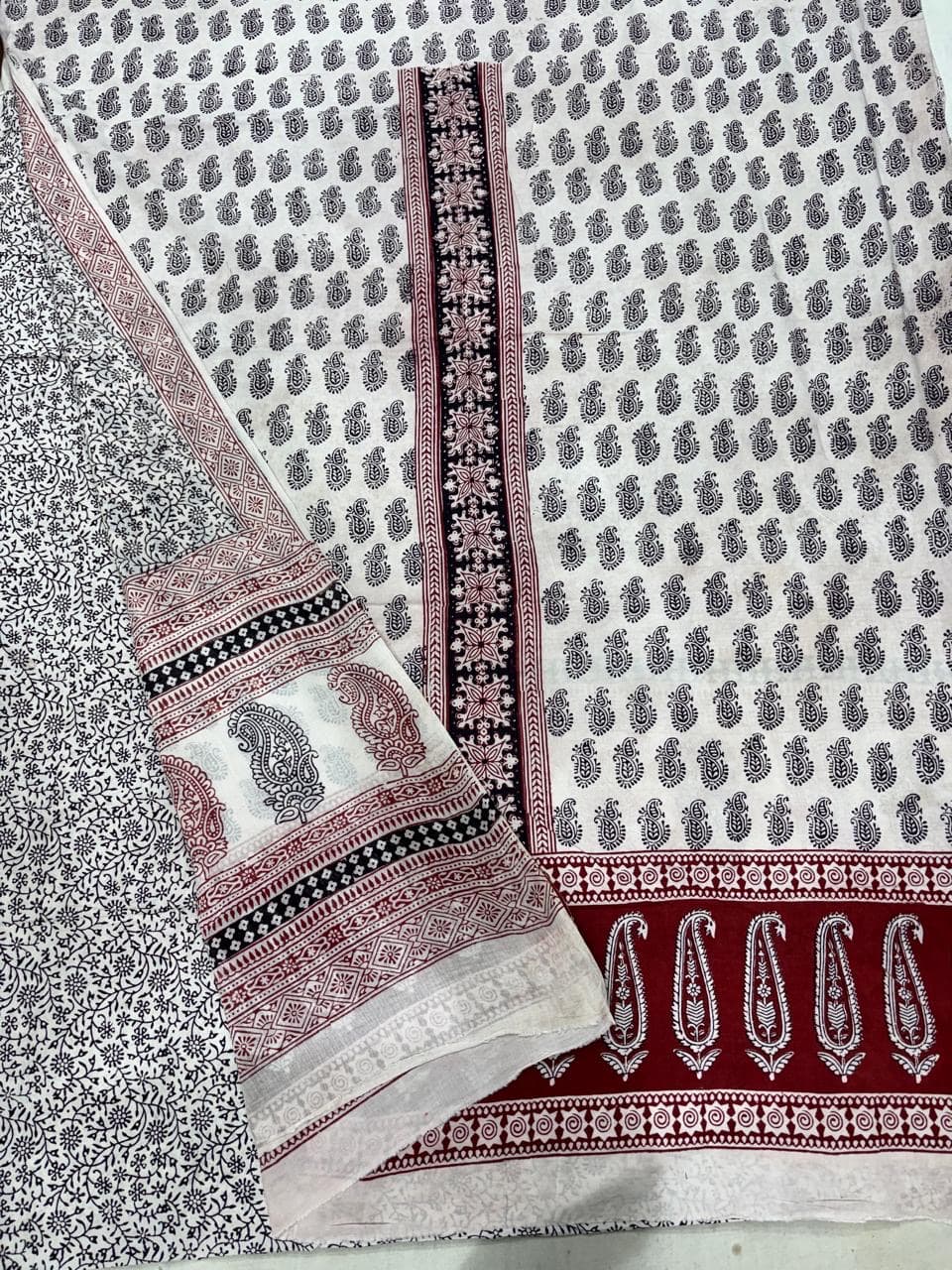 Baghprint Cotton Suit with Panel & Daman – Traditional Hand Block Print 3 Pc Suit — Piece 1