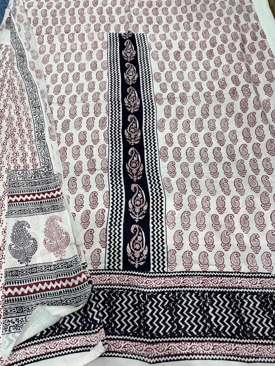 Baghprint Cotton Suit with Panel & Daman – Traditional Hand Block Print 3 Pc Suit — Piece 23