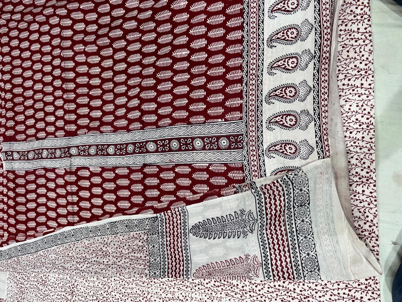 Baghprint Cotton Suit with Panel & Daman – Traditional Hand Block Print 3 Pc Suit — Piece 30