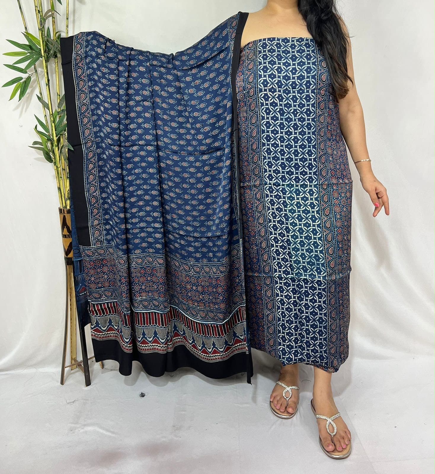 Ajrakh Print Modal Silk 2pc Suit — Piece 5