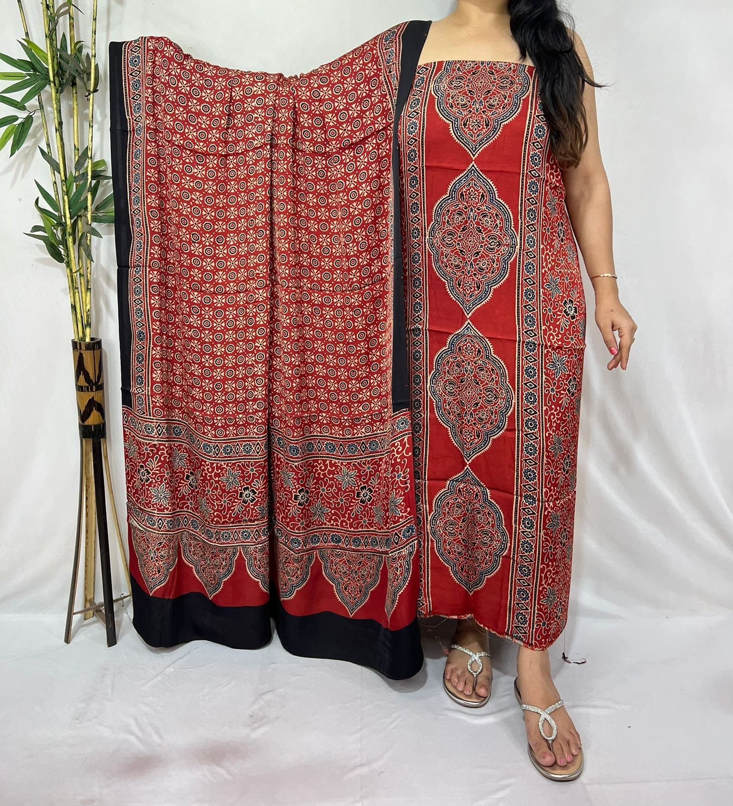 Ajrakh Print Modal Silk 2pc Suit — Piece 15