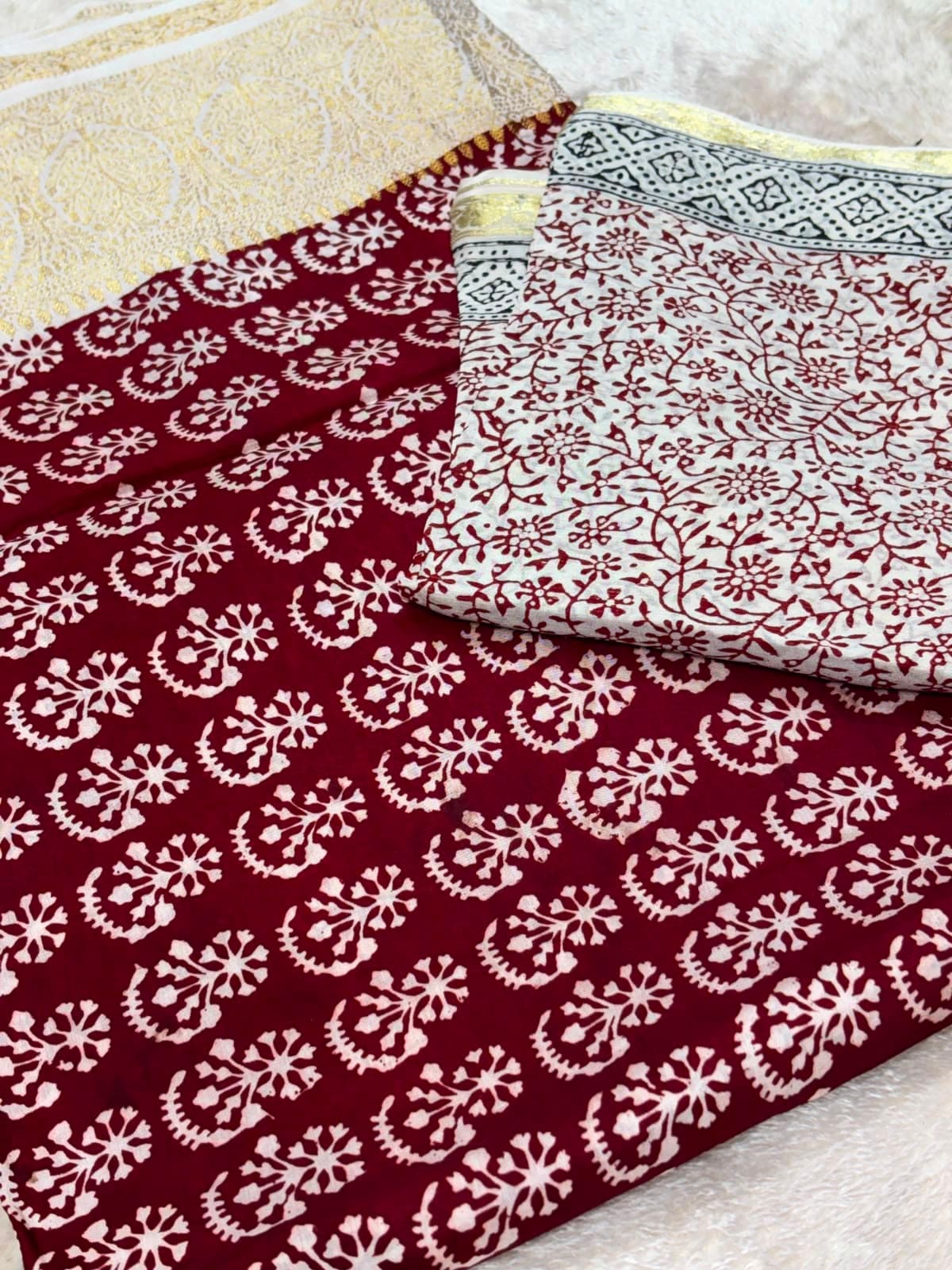 Original Bagh Print Mulberry Opada Silk Suit with Organza Dupatta — Piece 3