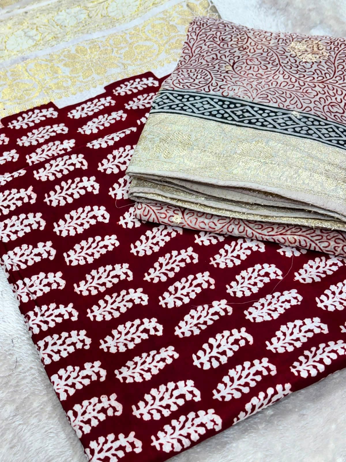 Original Bagh Print Mulberry Opada Silk Suit with Organza Dupatta — Piece 9
