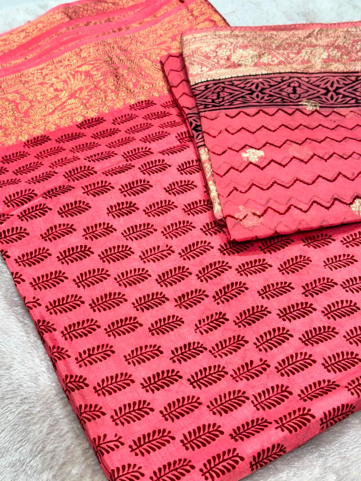 Original Bagh Print Mulberry Opada Silk Suit with Organza Dupatta — Piece 21