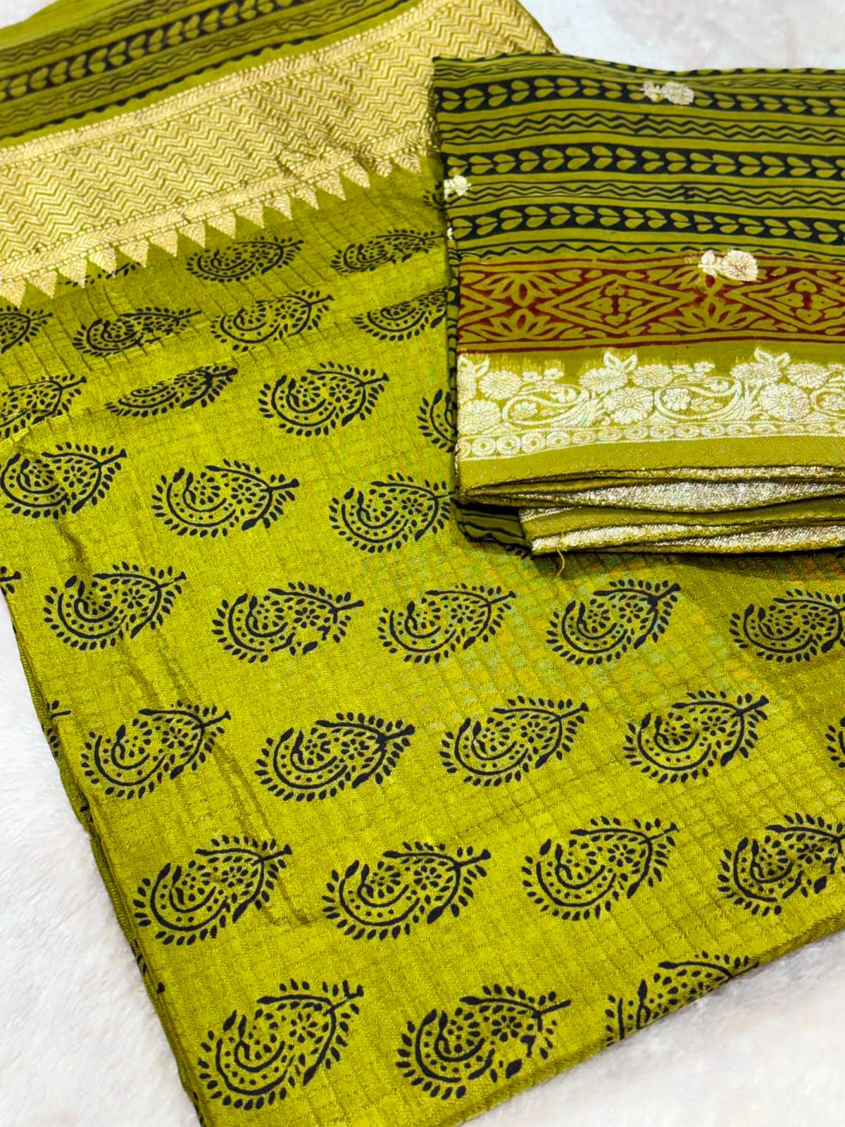 Original Bagh Print Mulberry Opada Silk Suit with Organza Dupatta — Piece 24