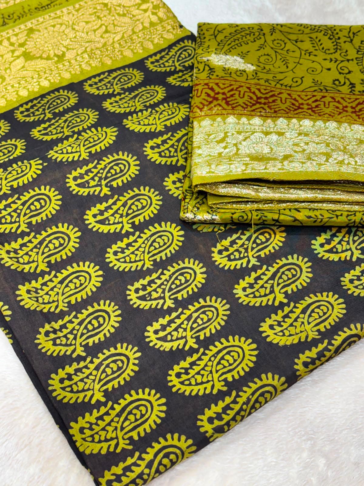 Original Bagh Print Mulberry Opada Silk Suit with Organza Dupatta — Piece 25