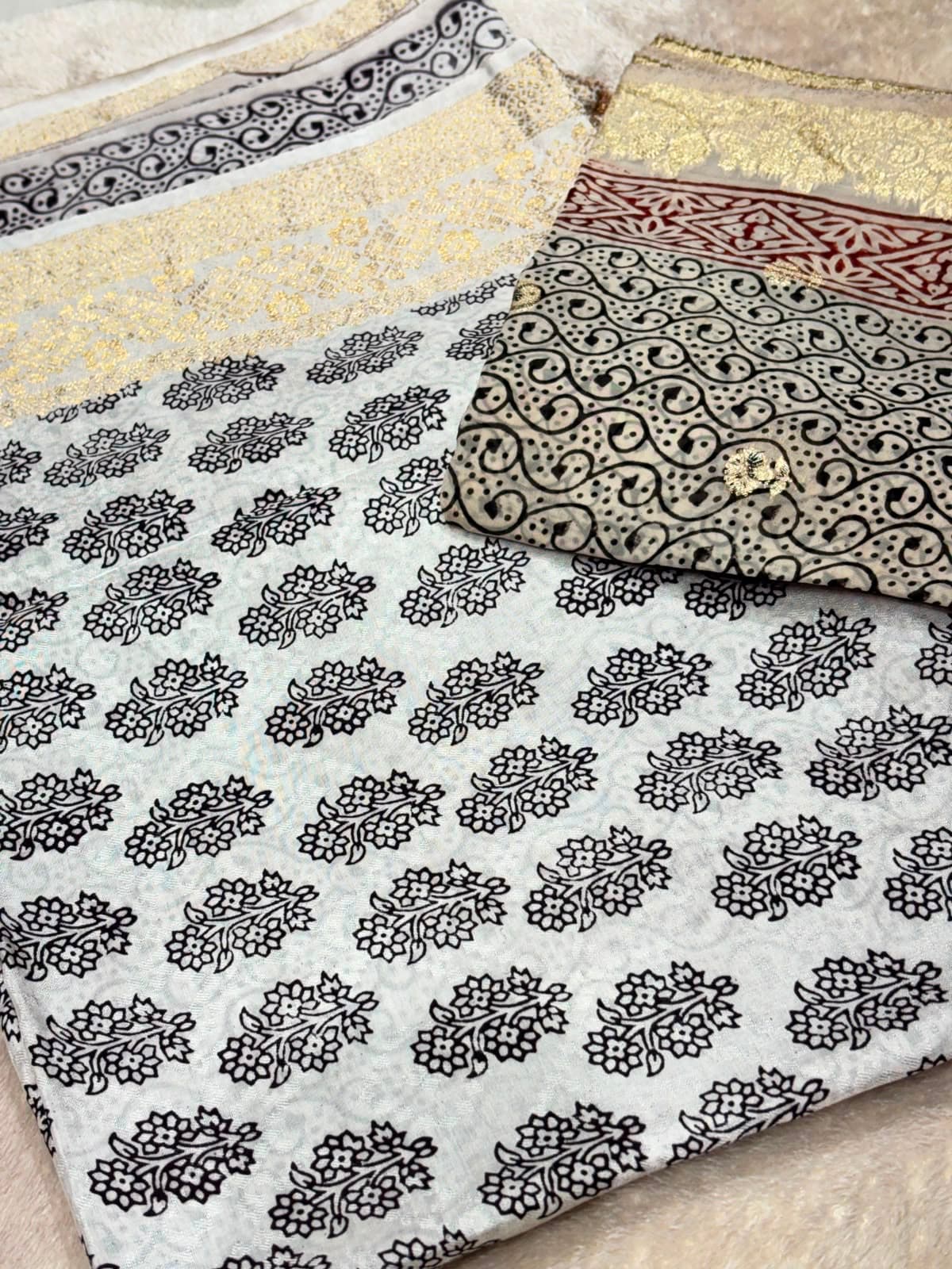 Original Bagh Print Mulberry Opada Silk Suit with Organza Dupatta — Piece 27