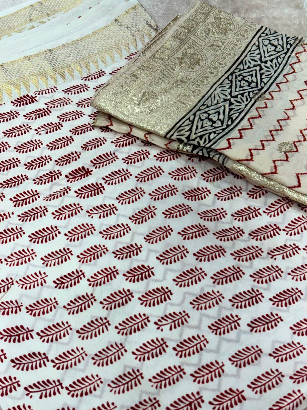 Original Bagh Print Mulberry Opada Silk Suit with Organza Dupatta — Piece 28